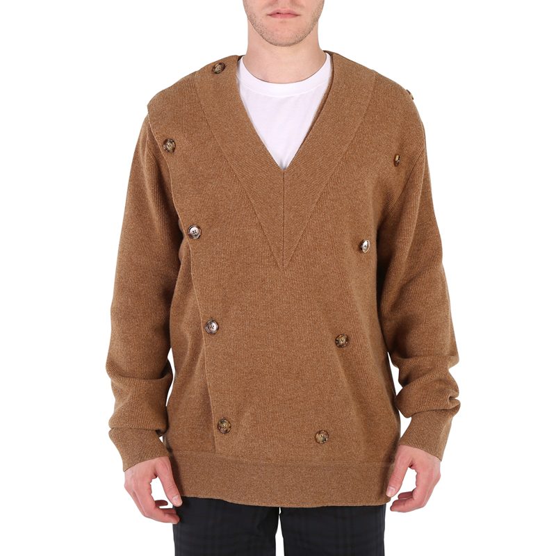 Mens Double-breasted V-neck Jumper