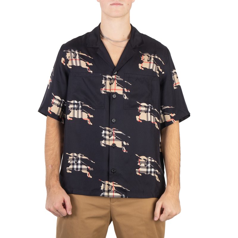 Equestrian Knight-Print Silk Shirt