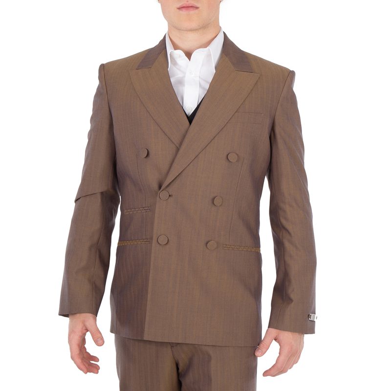 Herringbone Double-Breasted Wool Blazer