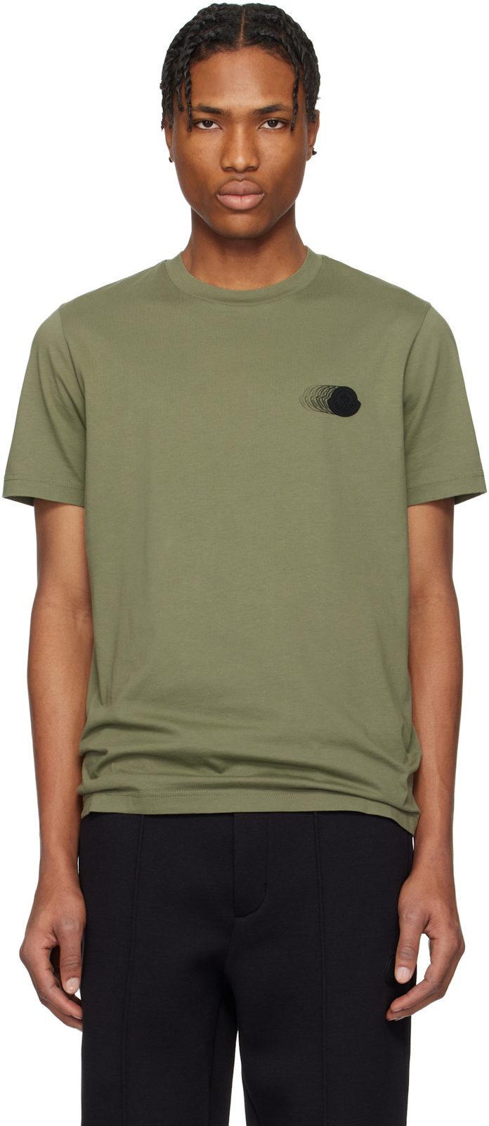 Green Faded Logo Motif Cotton T-shirt 251111M213106
