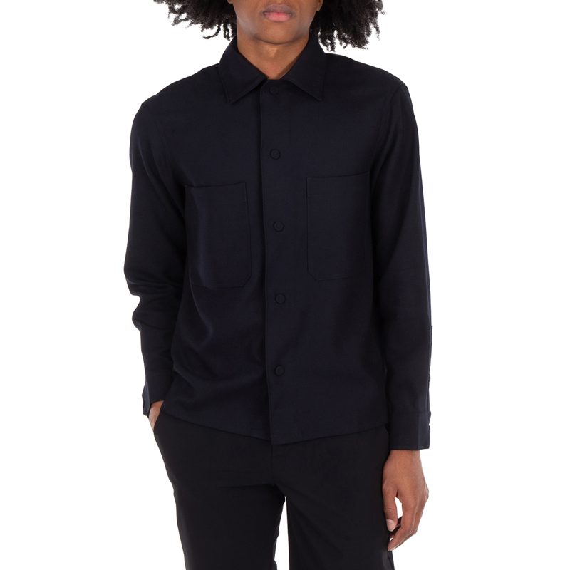 Emporio Armani Patch Pockets Long-Sleeve Shirt_Blu Navy