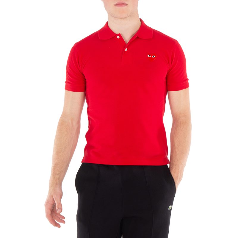 Comme Des Garcons Cdg Play Embroidered Red Heart Polo Shirt_Red