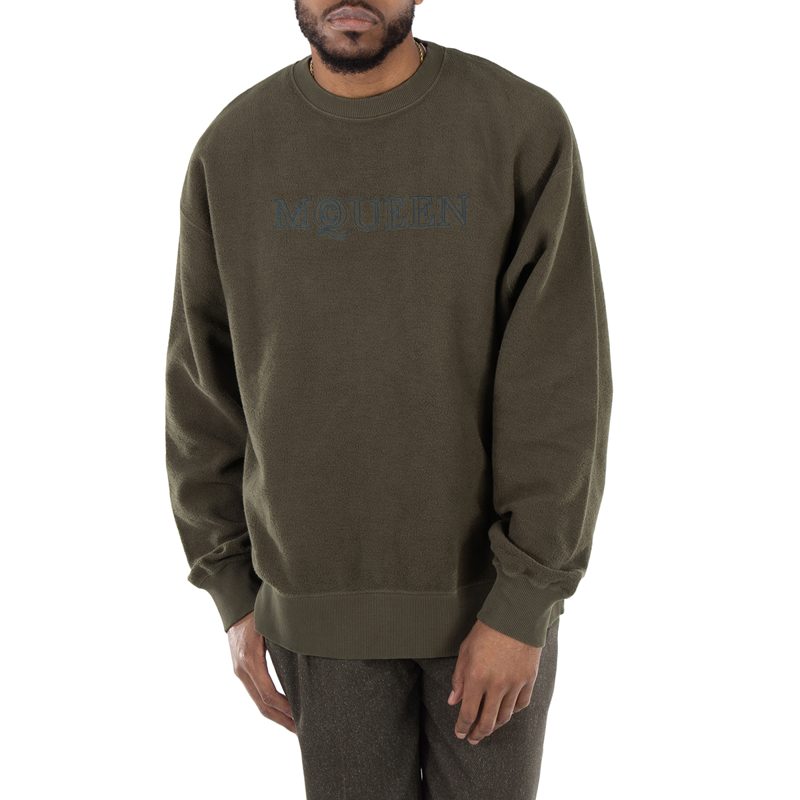 Alexander McQueen Mens Peak Green Washed Logo Sweatshirt