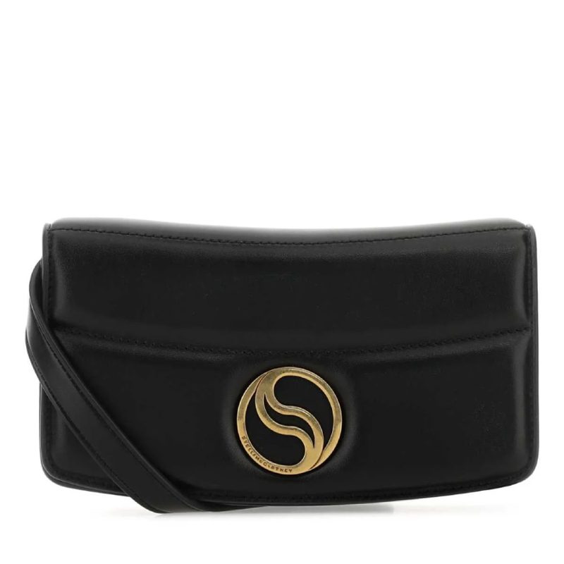 S-Wave Logo Plaque Crossbody Bag_Black