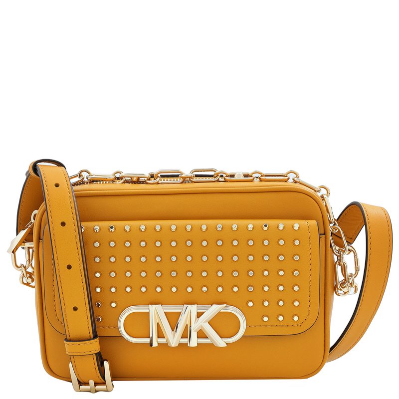 Michael Kors Parker Studded Leather Crossbody Bag_Golden Rod
