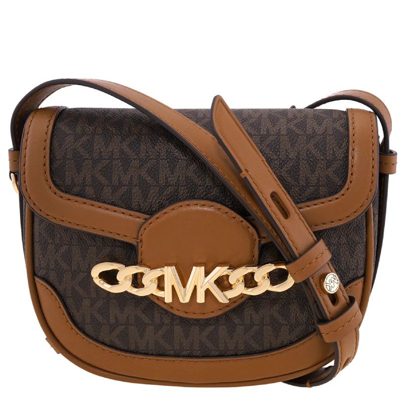 Michael Kors Ladies Hally Extra-Small Embellished Logo Crossbody Bag_Brown / Acorn