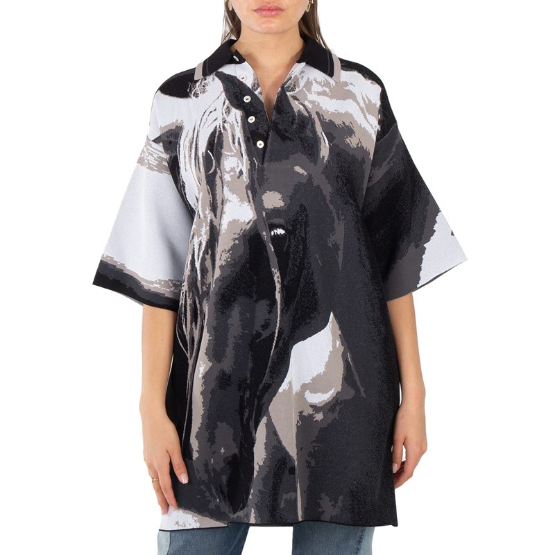 Ladies Multi Graphic-Print Short-Sleeve Polo Shirt