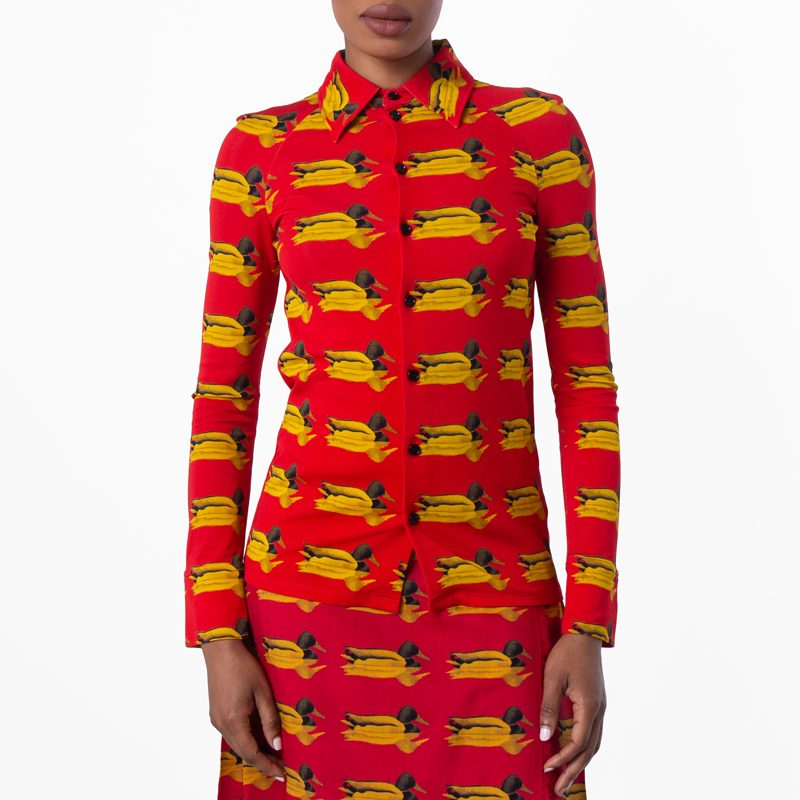 Long Sleeve Monogram-Pattern Shirt