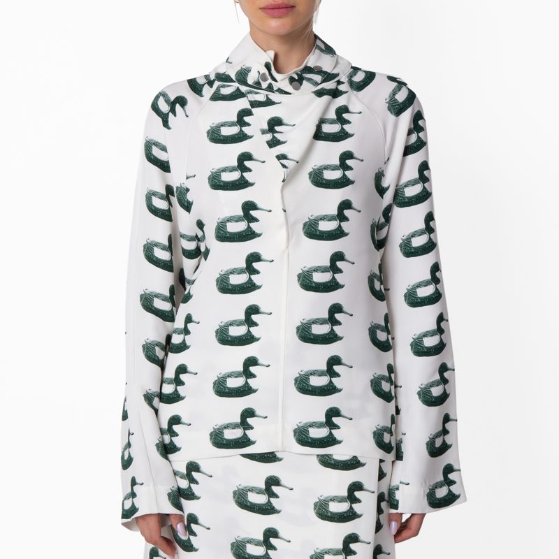 Waterbird Print Viscose Blouse