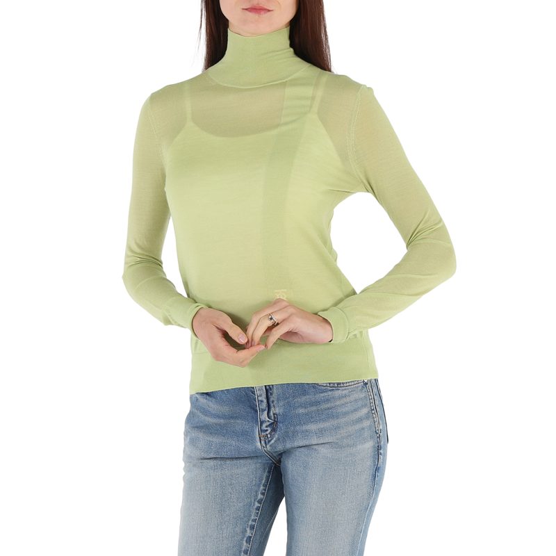 Ladies Mist Green Monogram-Embroidered Knitted Jumper