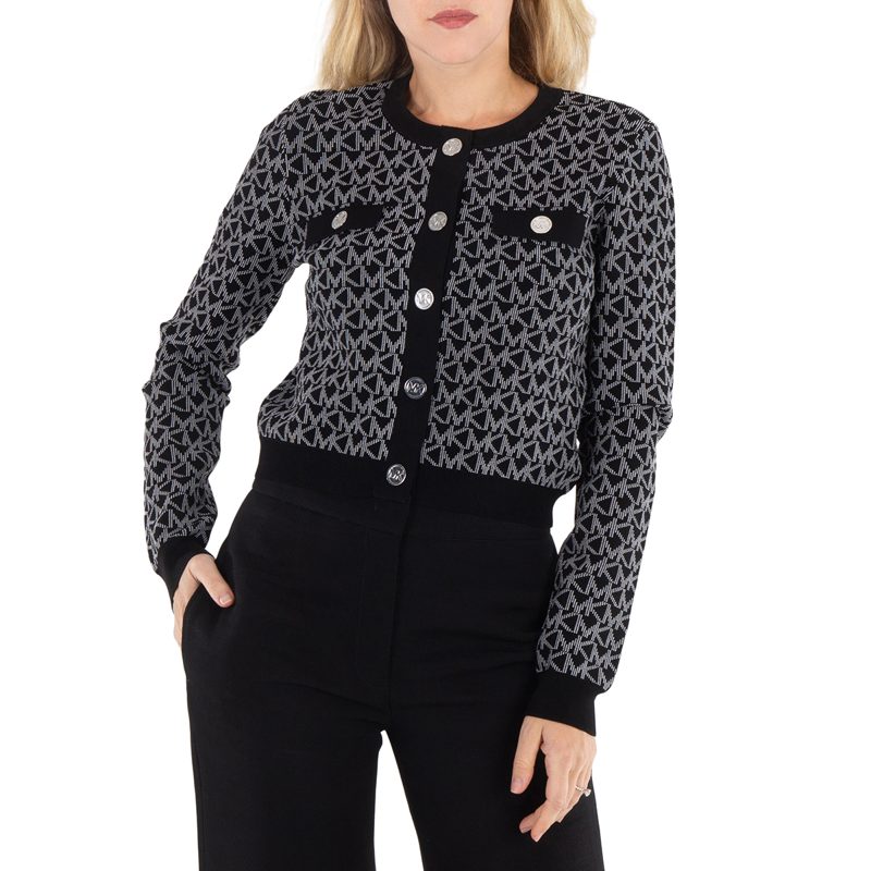 Michael Kors Long Sleeved Monogram Pattern Cardigan