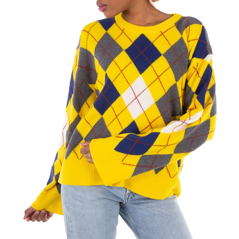 Argyle Ribbed Collar Knitted Jumper