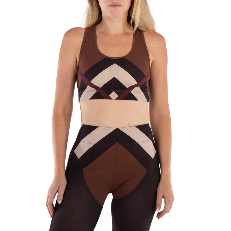 Dark Birch Brown Immy Chevron Check Print Cropped Top
