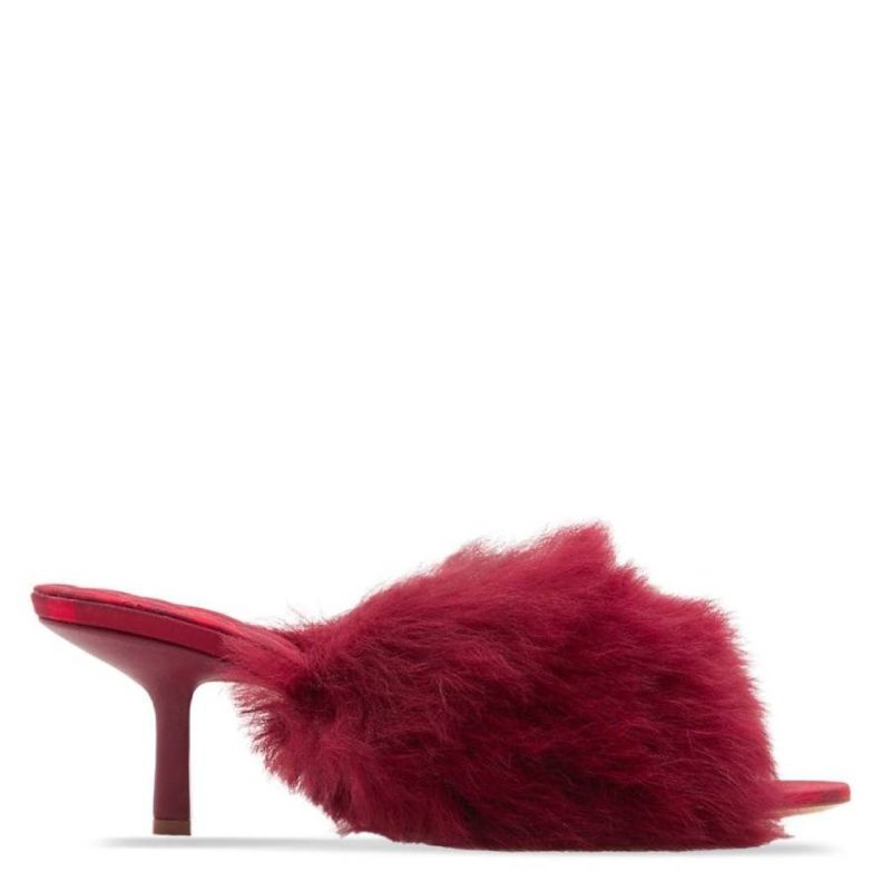 innie 65MM Heel Open-Toe Shearling Sandals