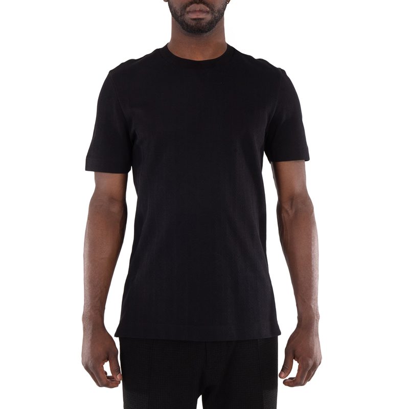 Hugo [보스] Tesar Herringbone Regular-Fit T-Shirt_Black