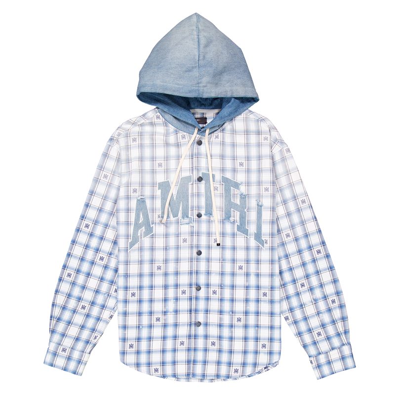 Mens Cerulean Hooded Cotton Overshirt_Cerulean