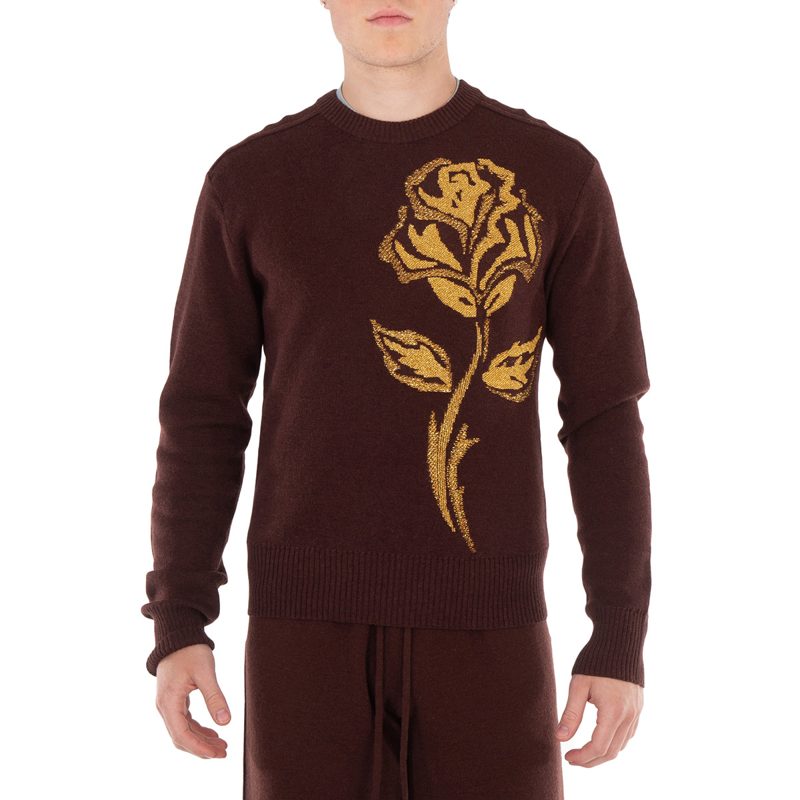 Knit Stretch Floral Graphic Sweater