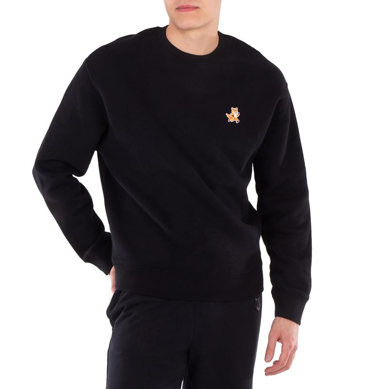 Maison Kitsune Speedy Fox Patch Cotton Sweatshirt_Black
