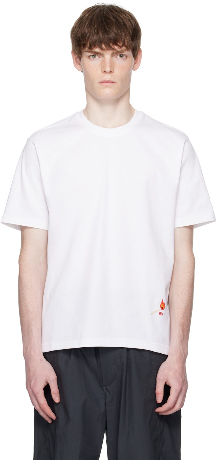 White Cotton Jersey T-shirt 251798M213009