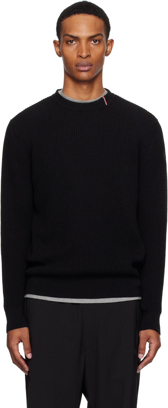 Black Crew Neck Sweater 252111M201001