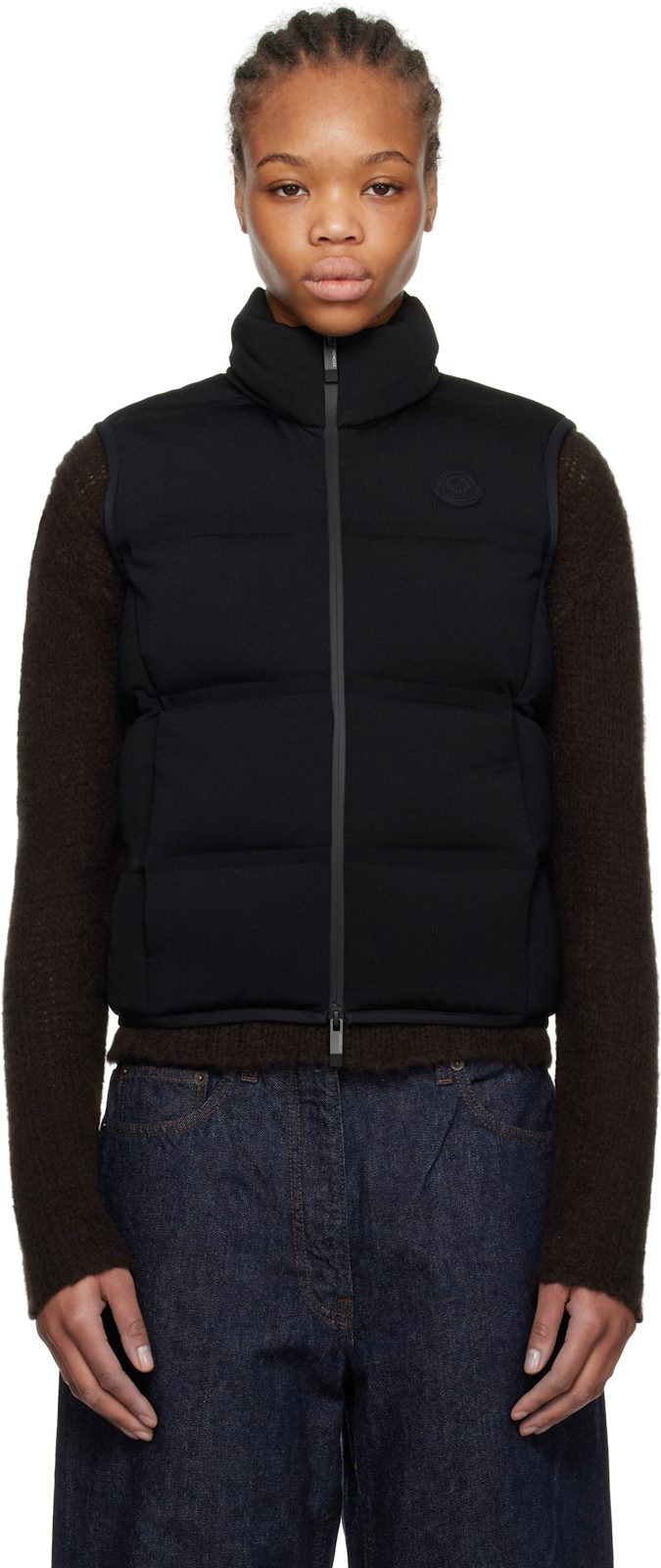 Black Quilted Down Vest 251111F068010