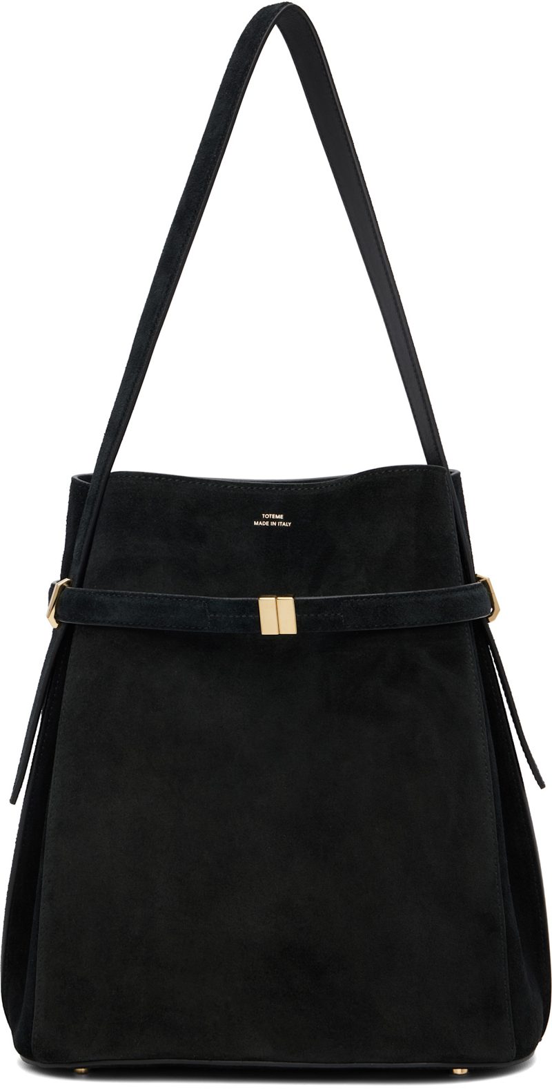 TOTEME Black Belted Suede Bucket Bag 252771F048006