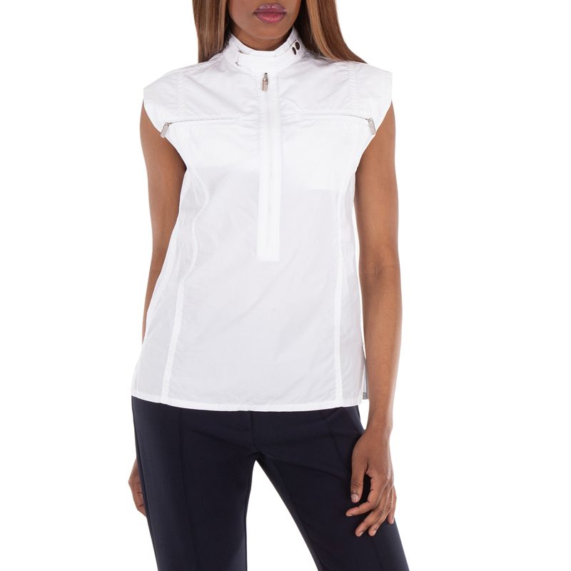 Half-Zip High-Neck Cotton Tank Top
