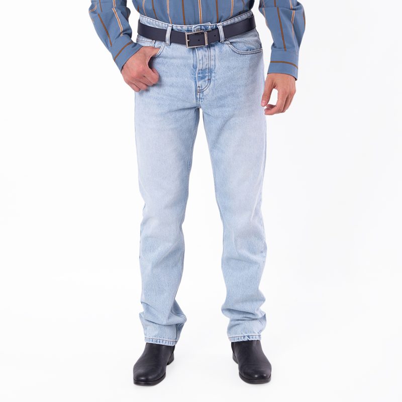 Classic Fit Bleached Blue Denim Jeans