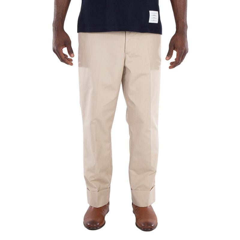 Mens Beige Typewriter Cloth Classic Backstrap Trouser