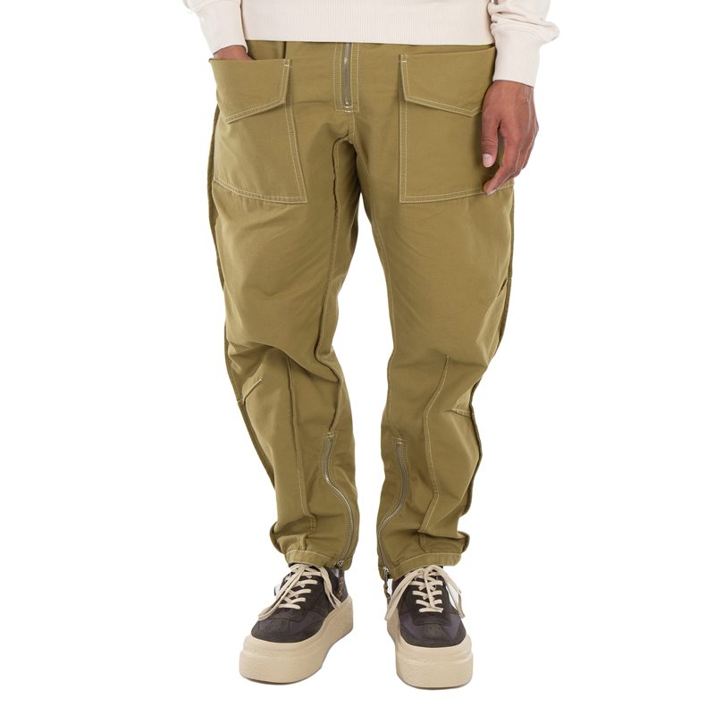 Mens Khaki Tilseno Cotton Carrot Pants