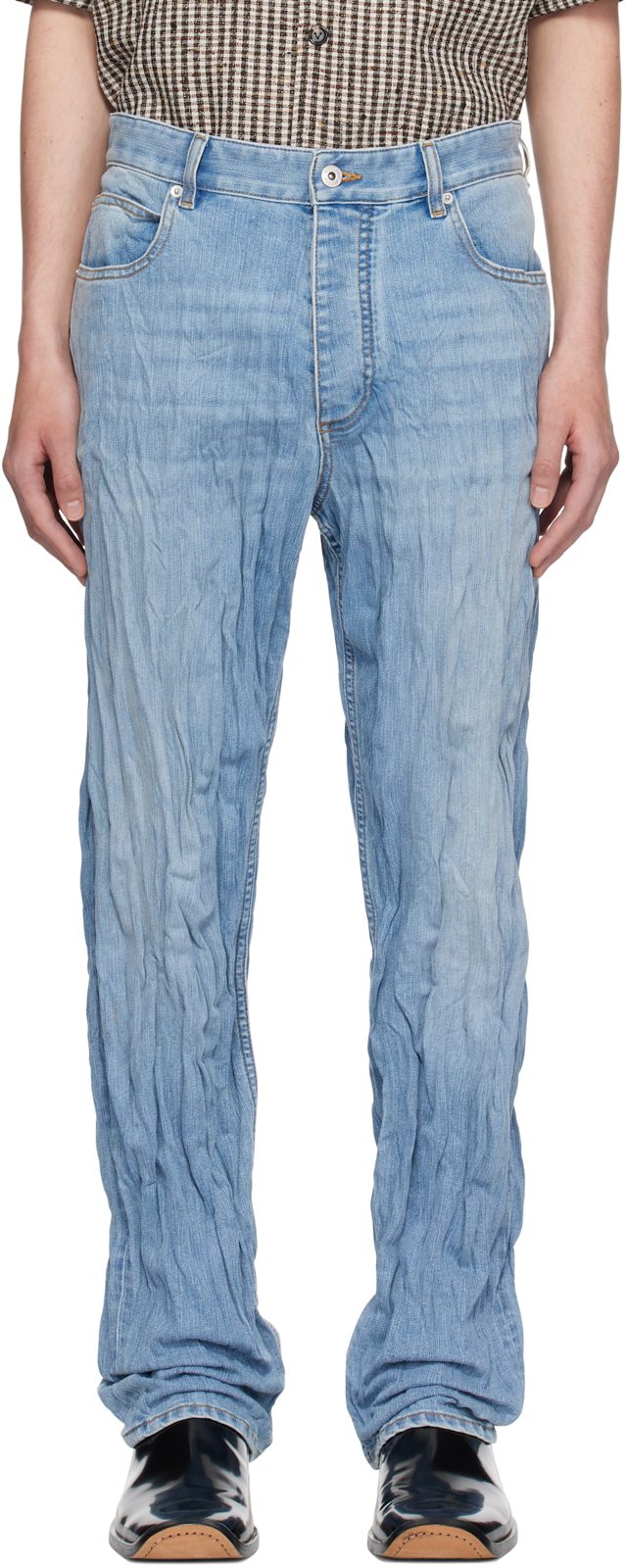 Blue Crushed Jeans 251798M186003