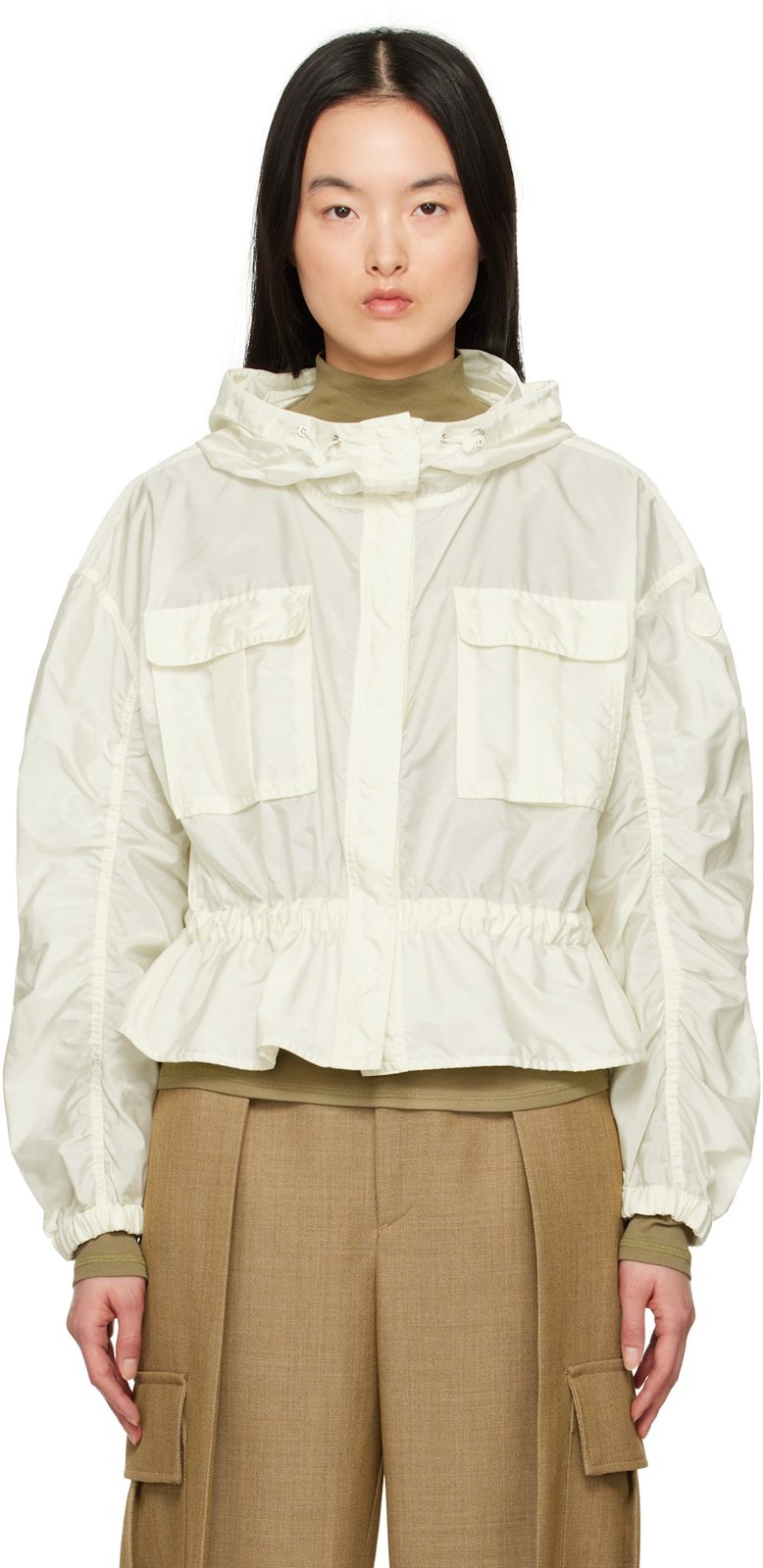 오프화이트 Curton Hooded Peplum Jacket 251111F063045
