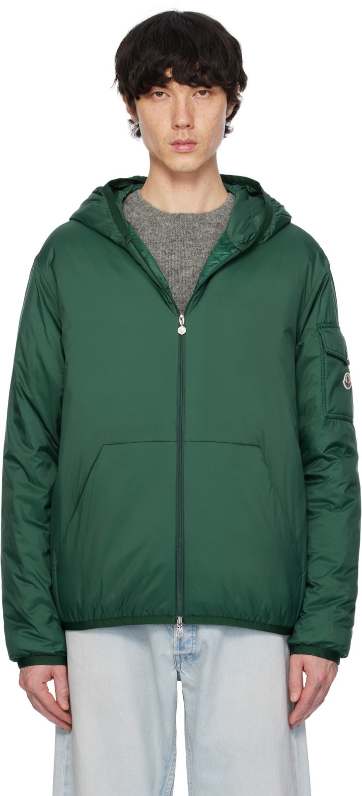 Green Monteynard Hooded Short Down Jacket 251111M180046