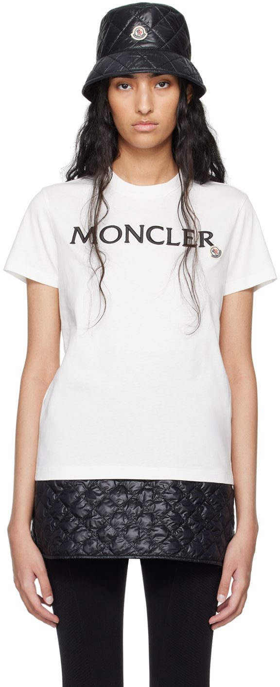 White Embroidered Logo T-Shirt 242111F110013