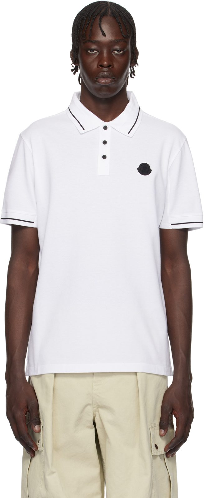 White Logo Patch Cotton Polo 251111M212002
