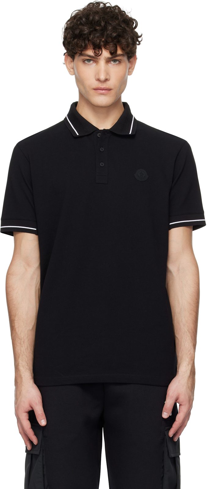Black Logo Patch Cotton Polo 251111M212001