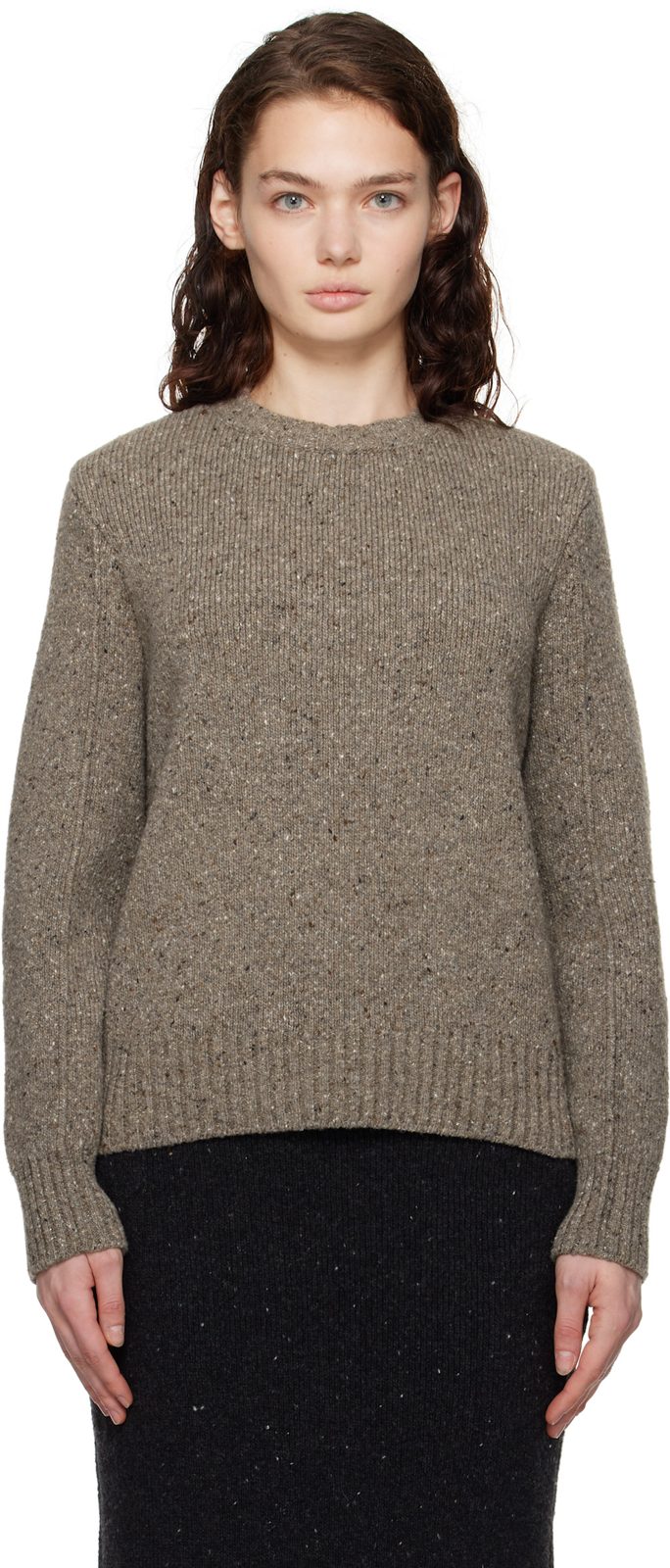 Gray Wool Tailored Sweater 242798F096001