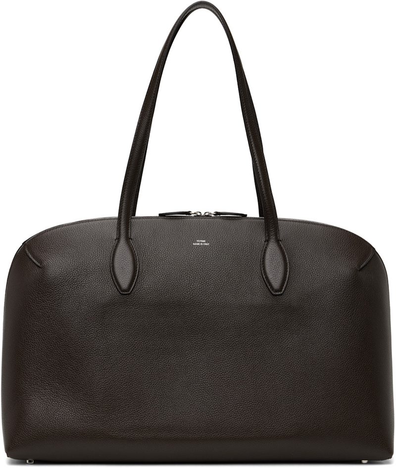 TOTEME Brown Grained-Leather Day Tote 252771F049000