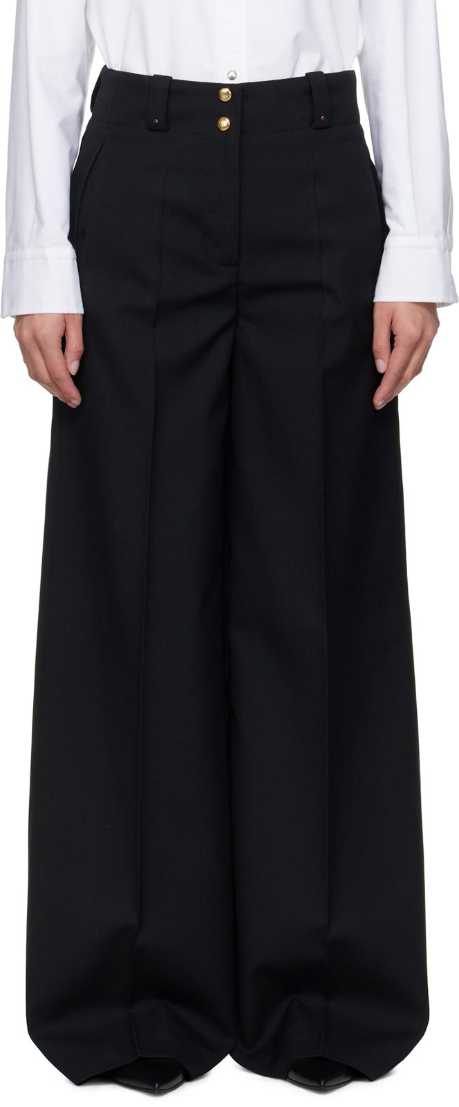Black Wool Trousers 252111F087008