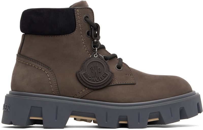 Brown Peak City Nubuck & Suede Lace-Up Boots 252111M255002