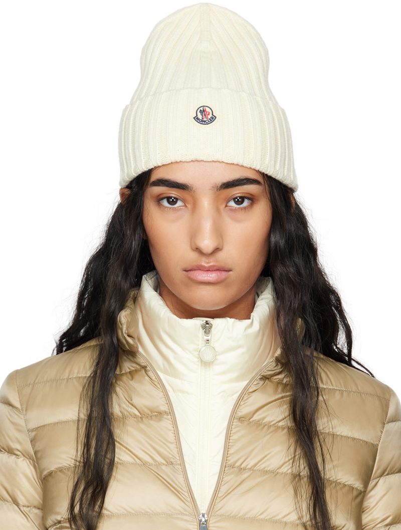 White Wool Beanie 242111F014026