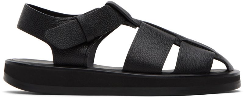 The Row Black Fisherman Sandals 232359F124016