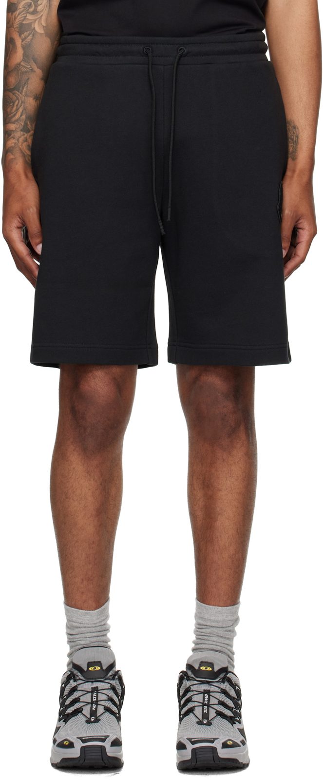 Black Logo Patch Cotton Shorts 252111M193024