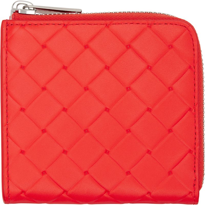 Orange Intrecciato Stamp Square Zip Around Wallet 252798M164003