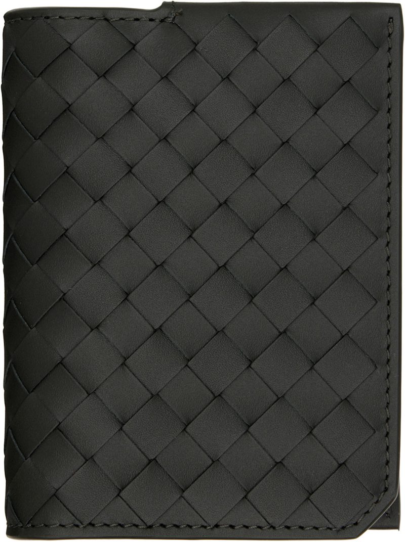 Green Intrecciato Piccolo Flap Card Holder 252798M163006