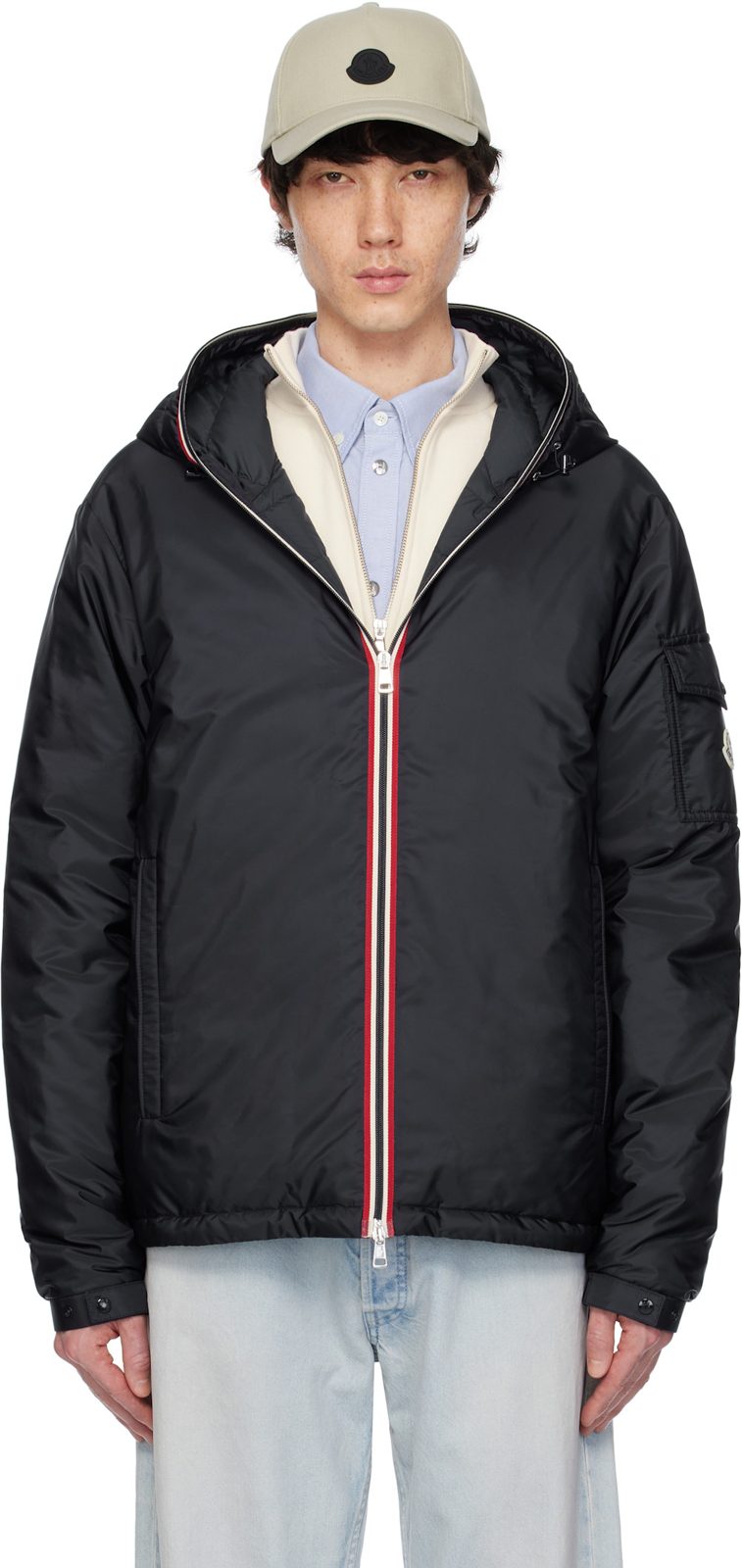 Navy Evettes Hooded Short Down Jacket 251111M180044