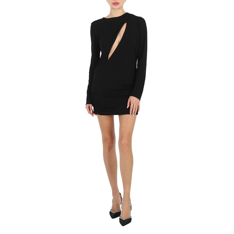 Ladies Black Short Draped Viscose Dress