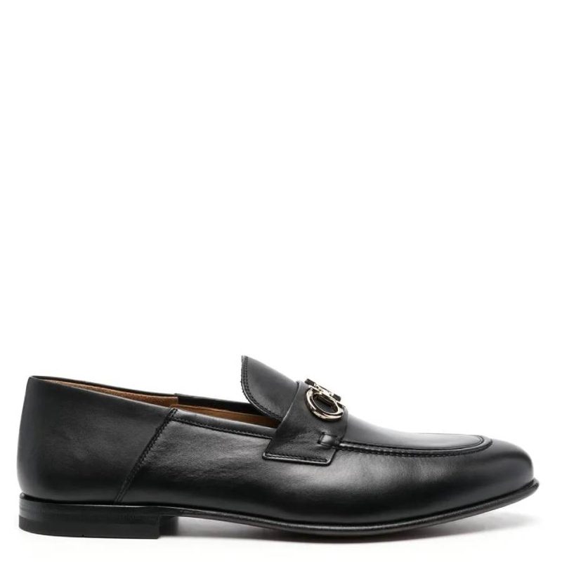 Gancini Ornament Calfskin Mule Loafers