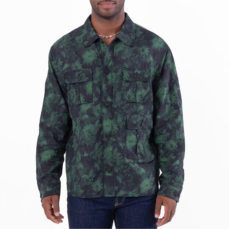 Ghost Flower Print Shirt Jacket
