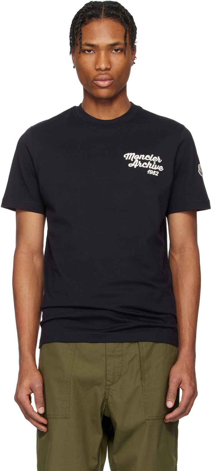 Navy Embroidered Logo Cotton T-shirt 251111M213120